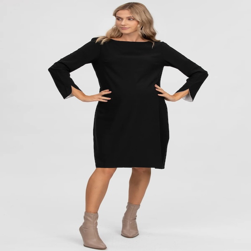 Made in Italy CORSO VERCELLI Black Maternity Dress with Contrasting Cuffs
